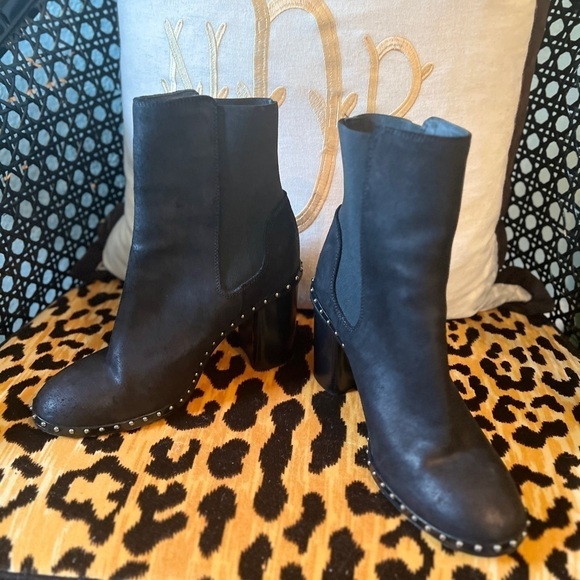 RAG & BONE Romo Waxy Black Leather Studded Chelsea Boots - Picture 9 of 9